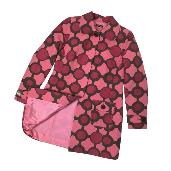 Vintage Bentley A. Retro Mod Pink Geometric Polka Dot Button Up Coat Small - Picture 9 of 16